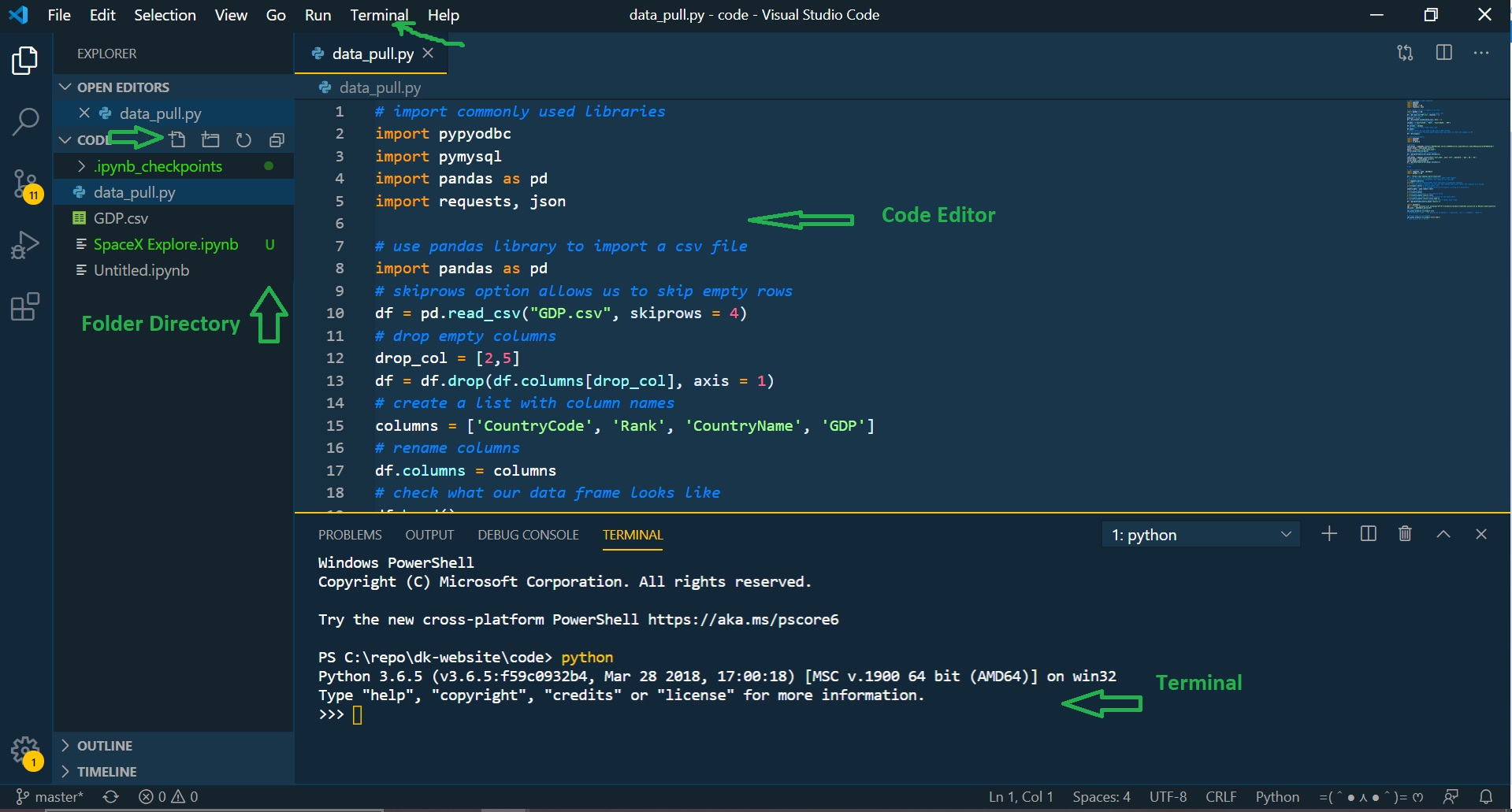 screenshot of VS Code